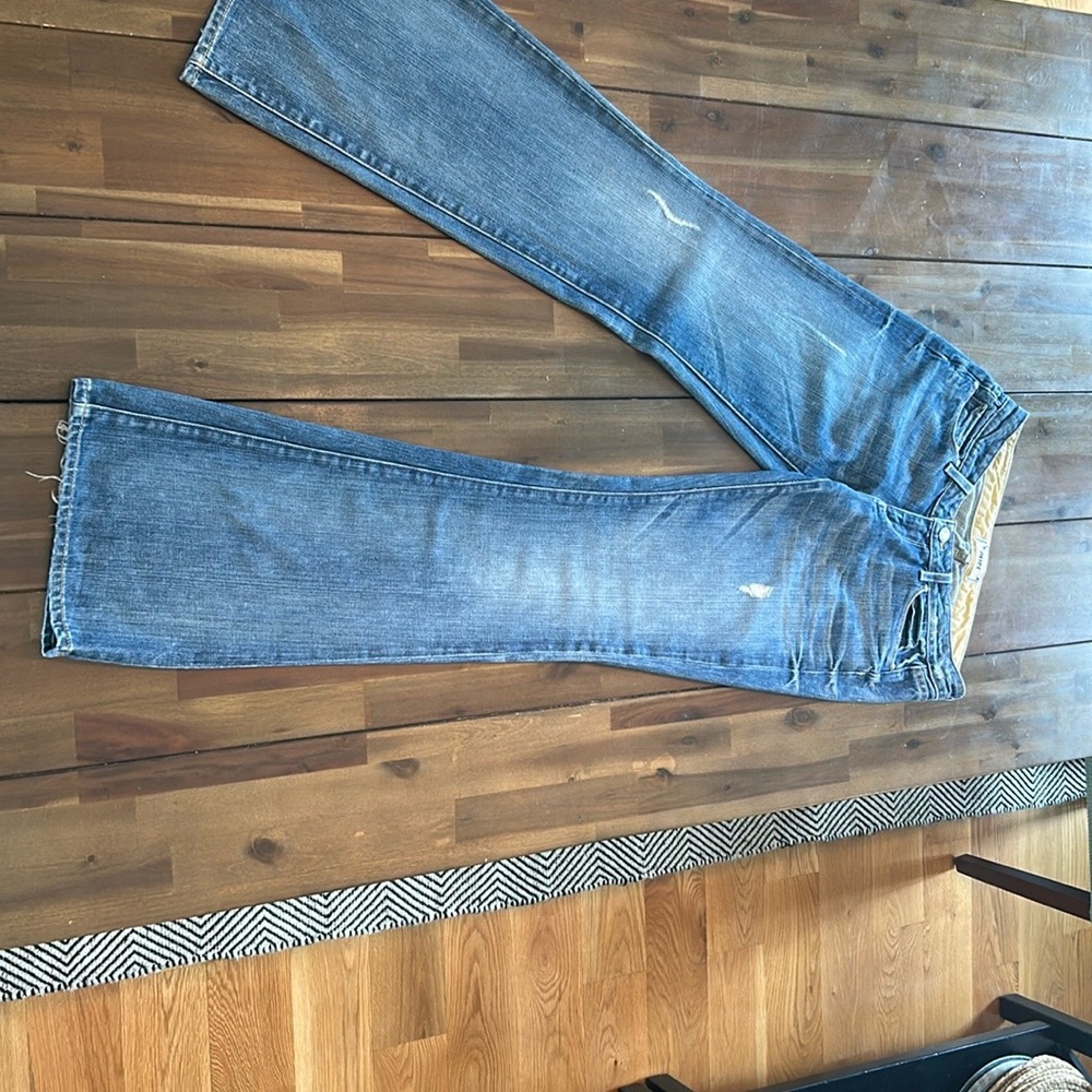 PAIGE Blue Denim Jeans with Button Detail